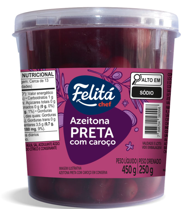 Azeitona preta com caroço Felitá Chef